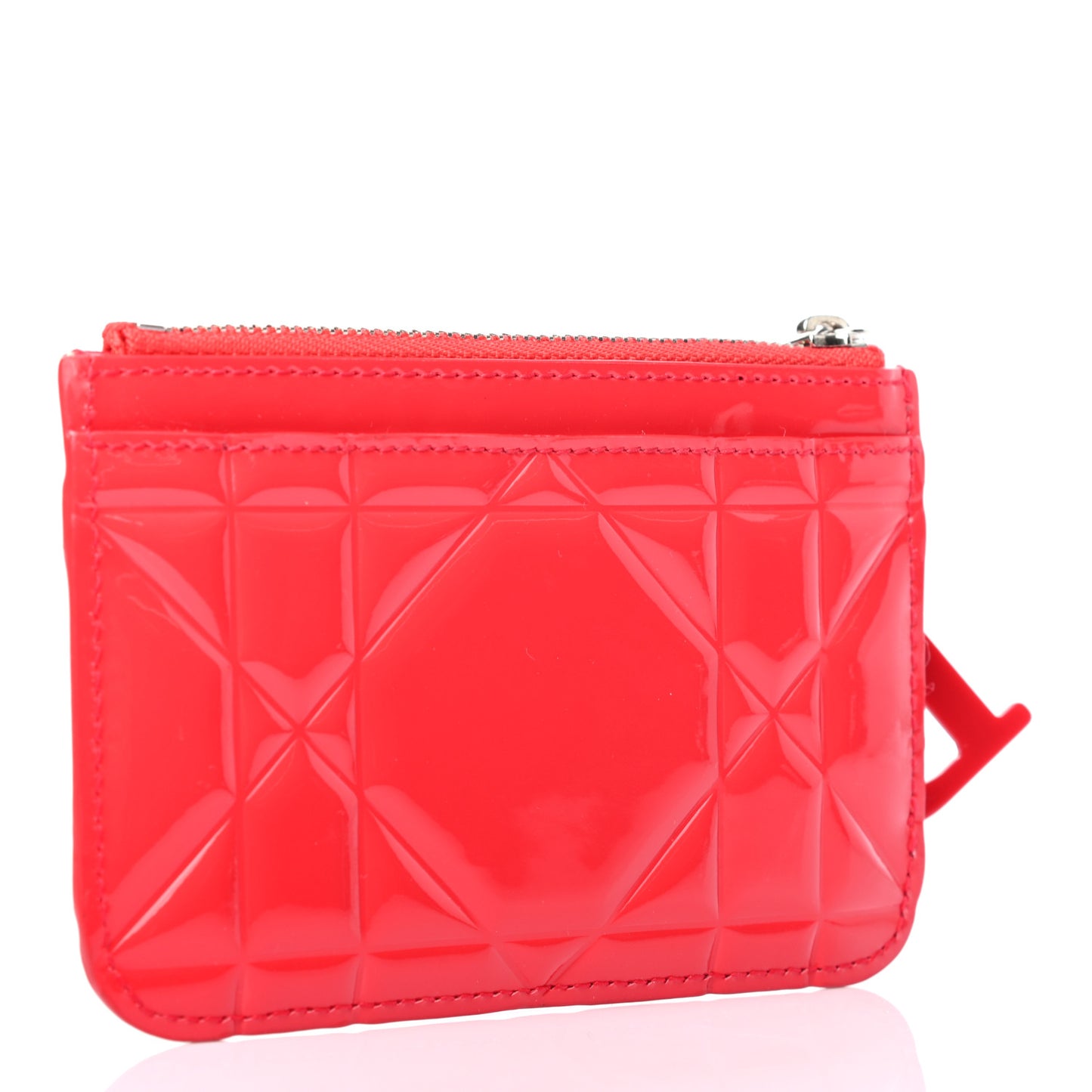 Patent Cannage Lady Dior Key Pouch Red