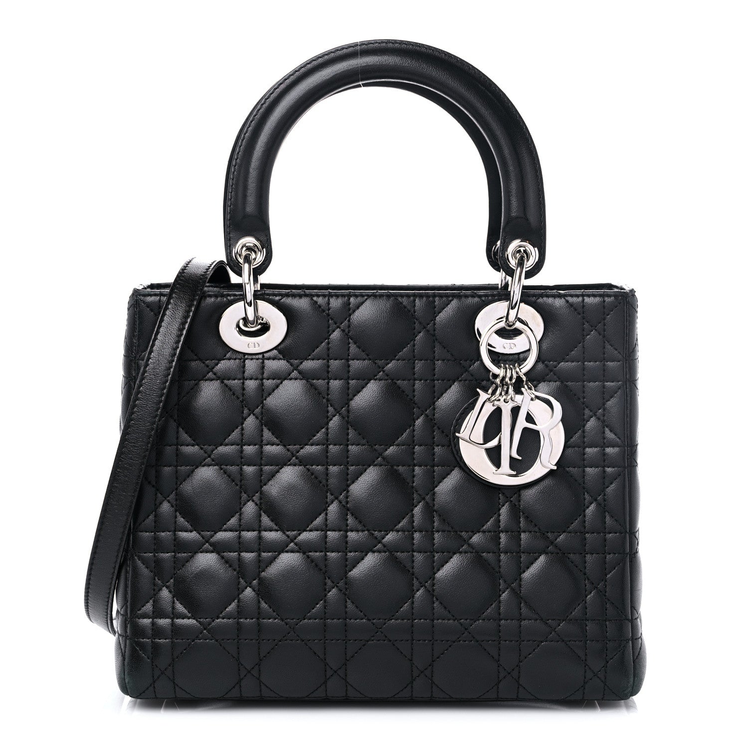 Christian Dior Lambskin Cannage Medium Lady Dior Black 1 of 12