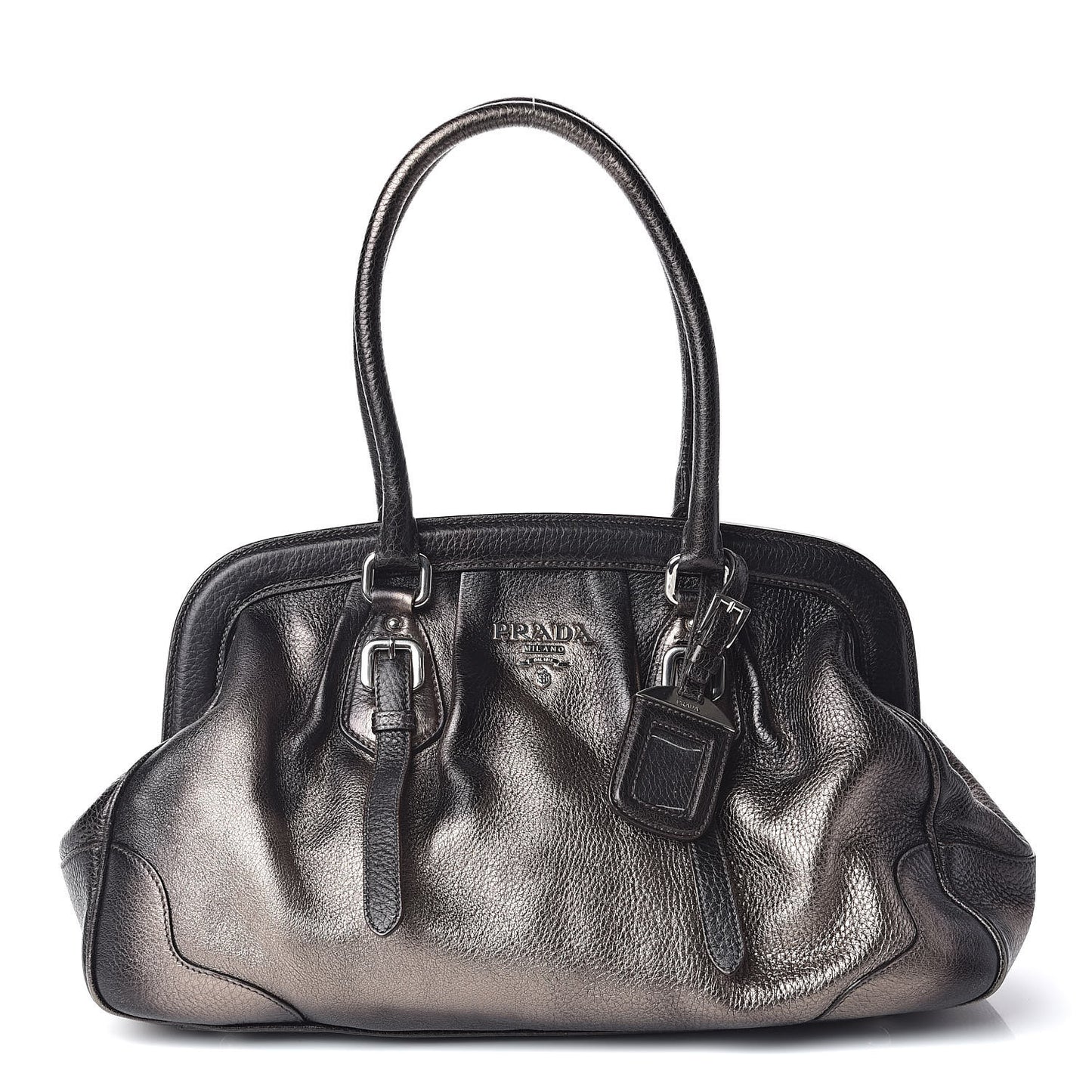 Vitello Daino Antik Frame Bag Piombo