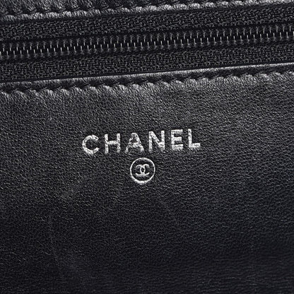 Chanel Lambskin Camellia Embossed Wallet On Chain WOC Black 6 of 9