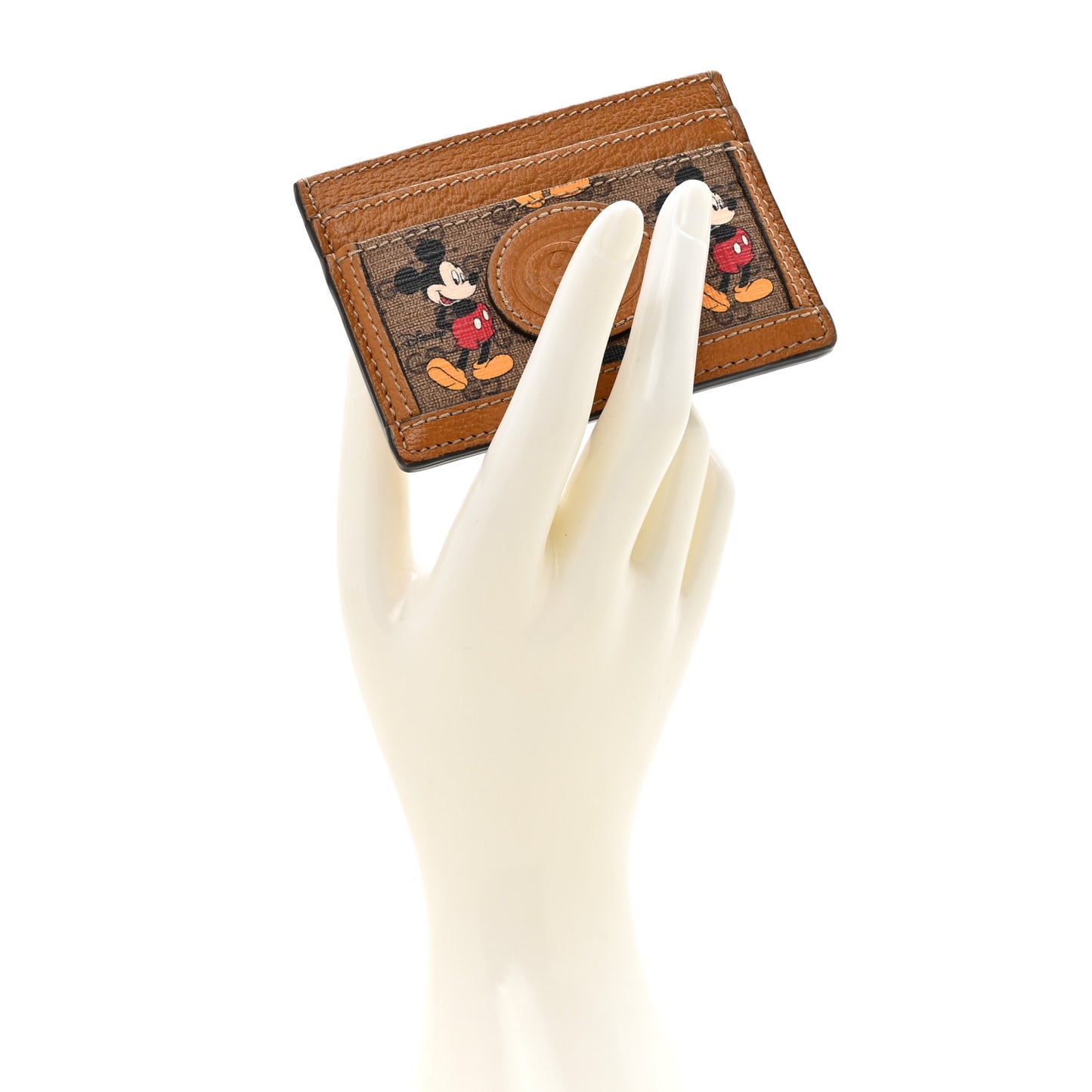 X DISNEY Mini Vintage GG Supreme Monogram Mickey Mouse Card Holder Beige Vintage Sun Oil