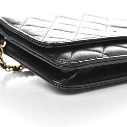Chanel Lambskin Quilted Wallet On Chain WOC Black 10 of 16