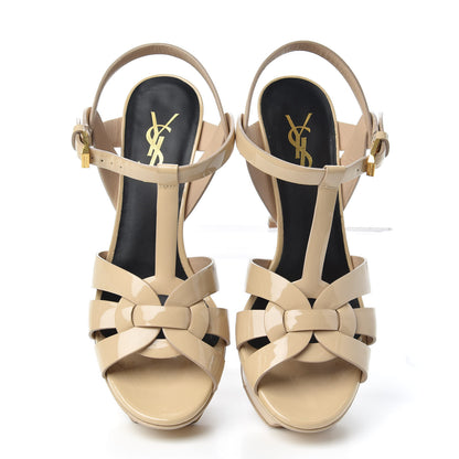 Saint Laurent Patent Tribute 75 Platform Sandals 35.5 Nude Powder 5 of 11