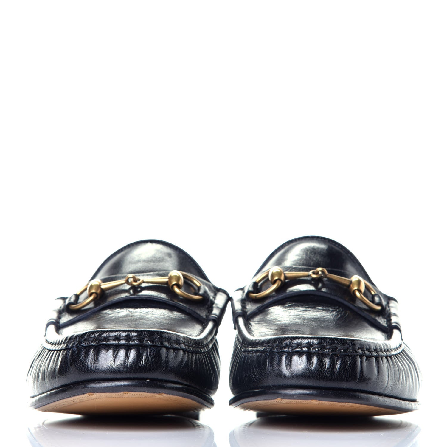 Gucci Goatskin Stripe Mens Horsebit Slingback Slippers 10 Black 2 of 10