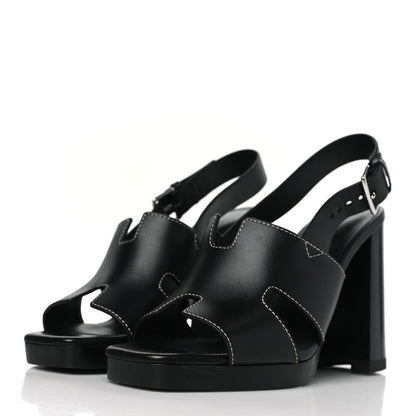 Hermes Calfskin Eris 90 Sandals 37 Black 3 of 8