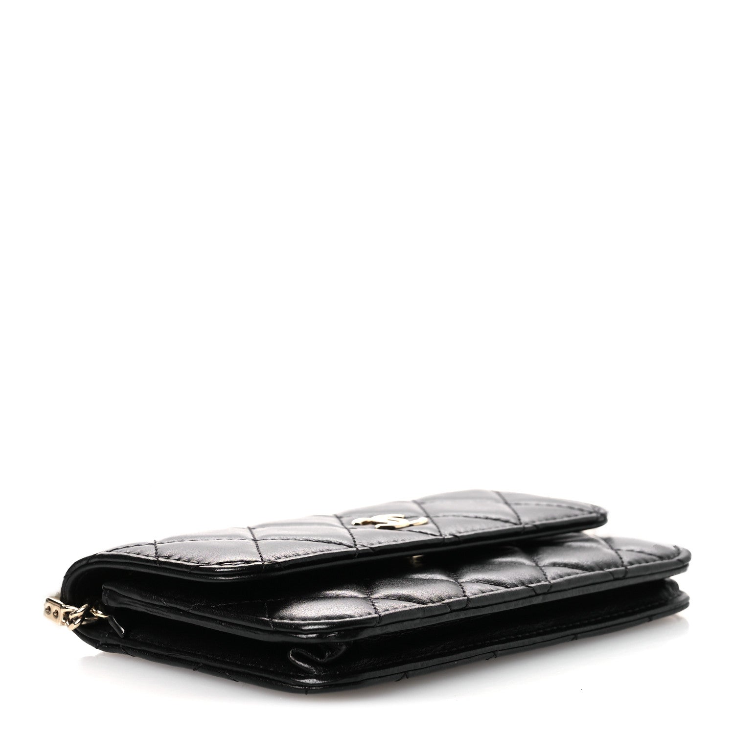 Chanel Calfskin Quilted Mini Maxi Pearls Wallet On Chain WOC Black 4 of 12