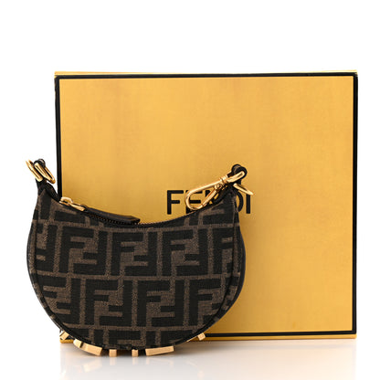 Fendi Fabric Jacquard FF 1974 Nano Fendigraphy Hobo Charm Tobacco Moro 11 of 11
