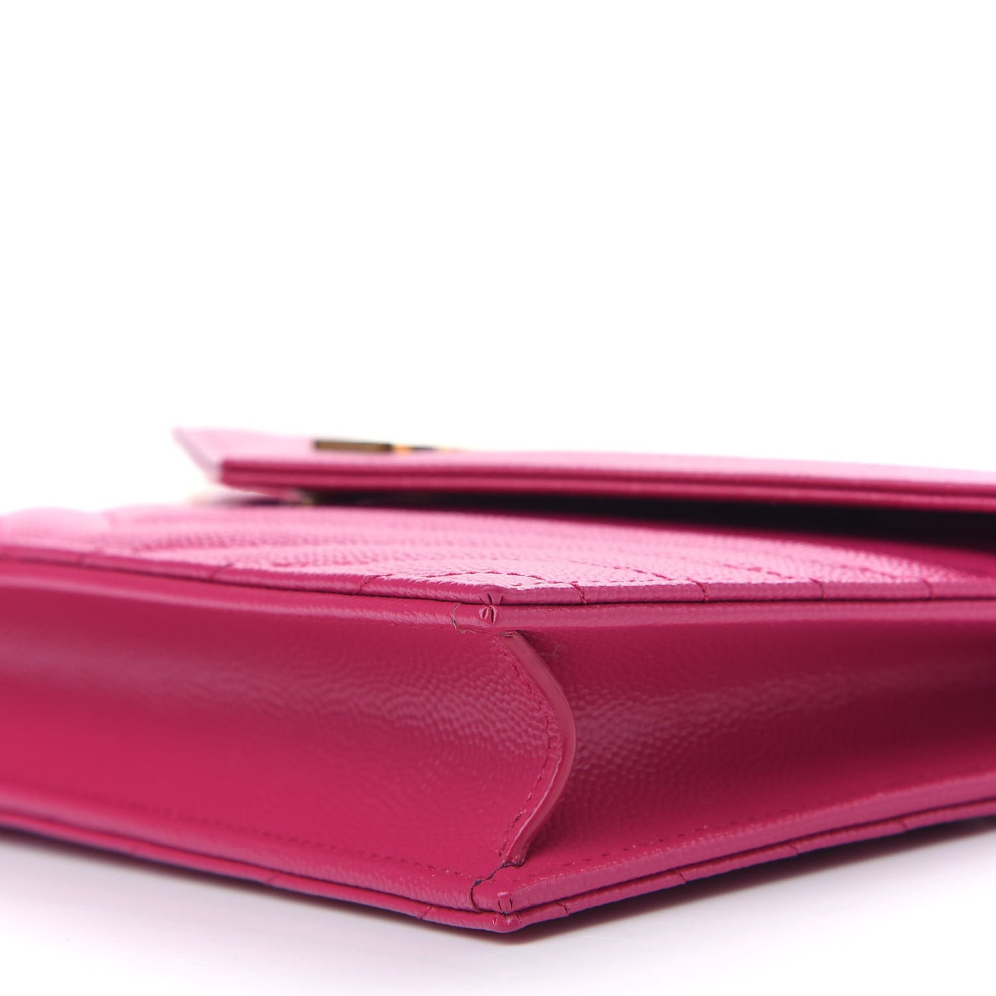Grain De Poudre Matelasse Chevron Monogram Envelope Chain Wallet Fresh Fuchsia