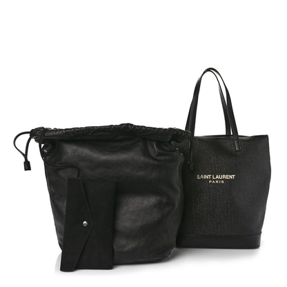 Saint Laurent Linen Canvas Teddy Shopping Bag Black 4 of 11