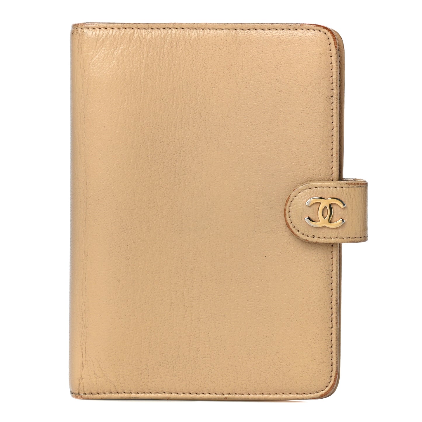 Goatskin Small Ring Agenda Planner Beige