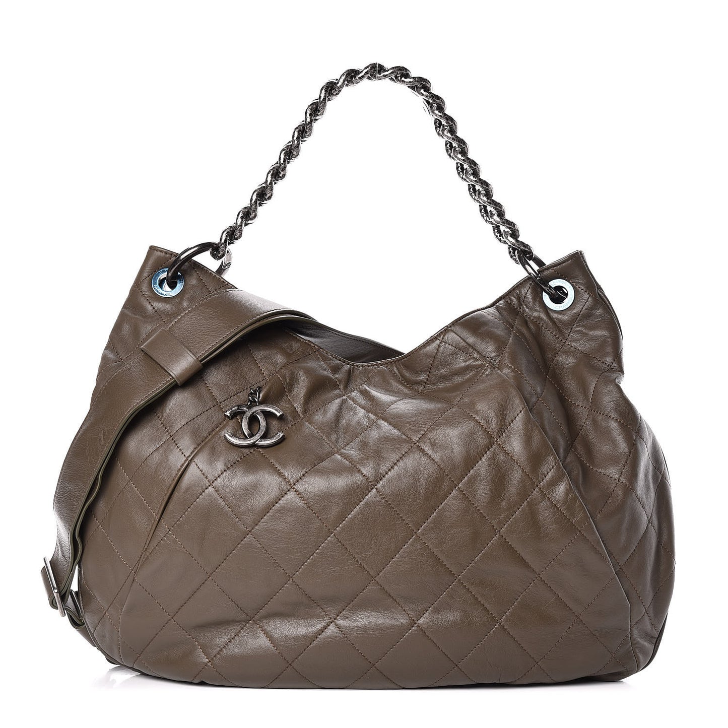 Calfskin Coco Pleats Hobo Olive