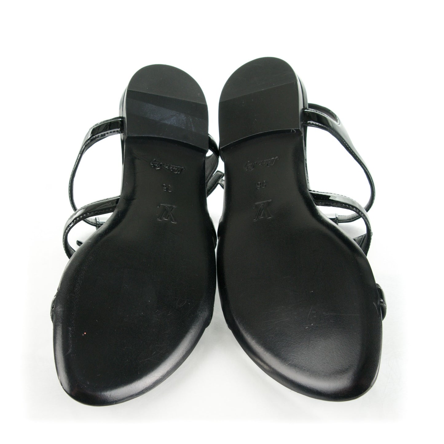 Patent Paradiso Flat Sandals 36 Black