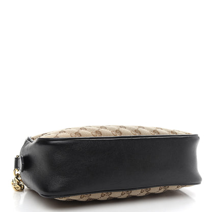 Gucci Monogram Matelasse Diagonal Small GG Marmont Chain Shoulder Bag Beige Black 4 of 10