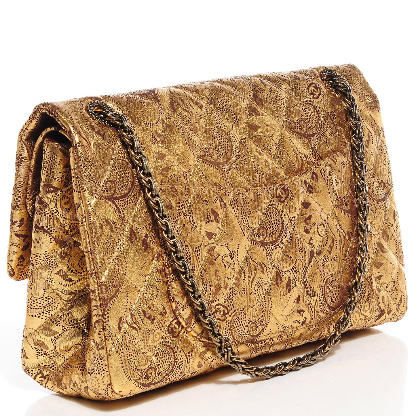 Buffalo Leather Hand Painted Lace 2.55 Reissue 226 Flap Gold
