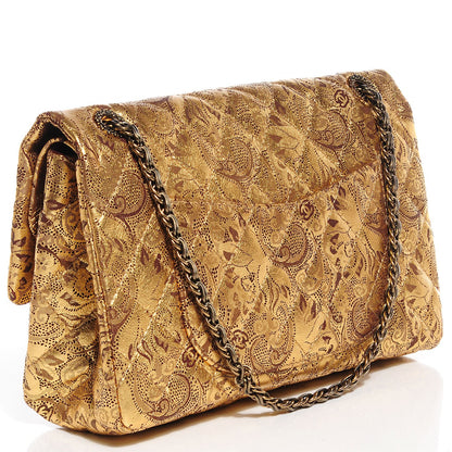 Chanel Buffalo Leather Hand Painted Lace 2.55 Reissue 226 Flap Gold 3 of 8