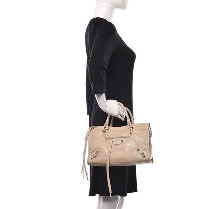 Balenciaga Agneau Classic Silver Hardware S City Logo Strap Light Beige Black 3 of 10