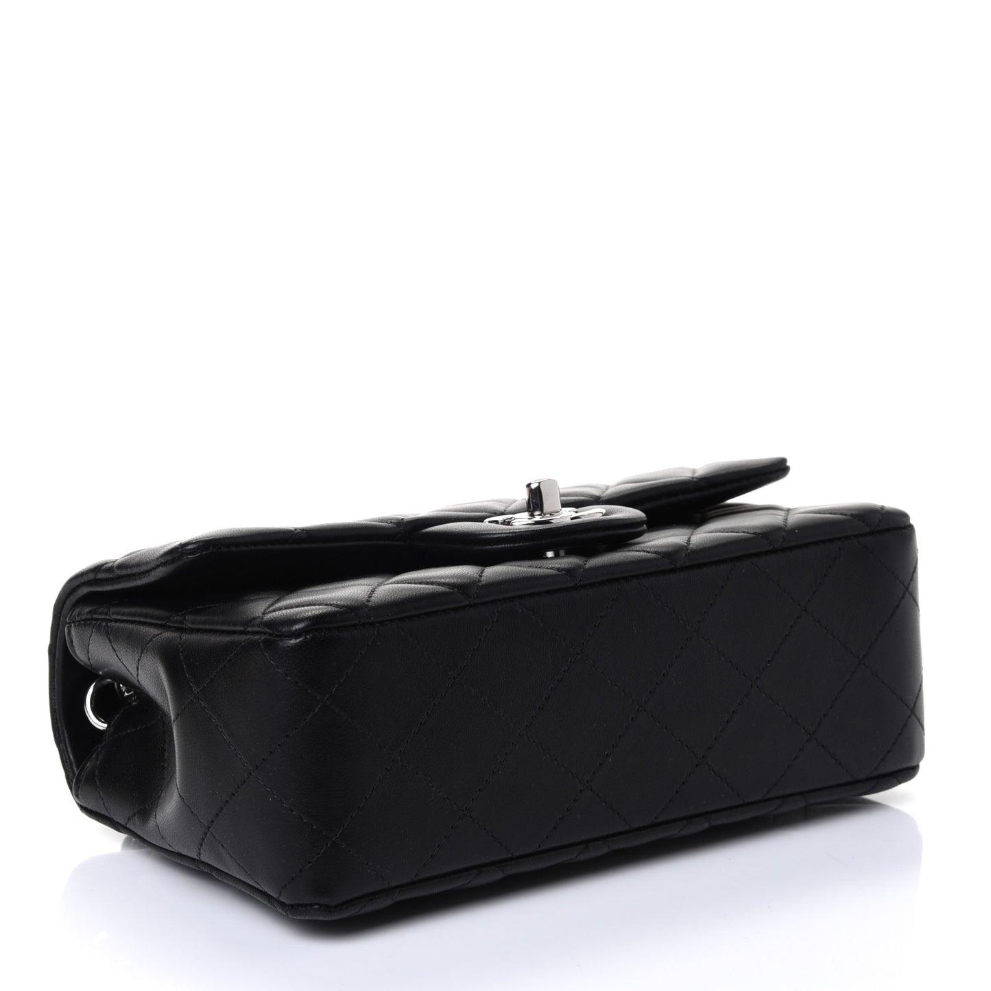Lambskin Quilted Mini Rectangular Flap Black