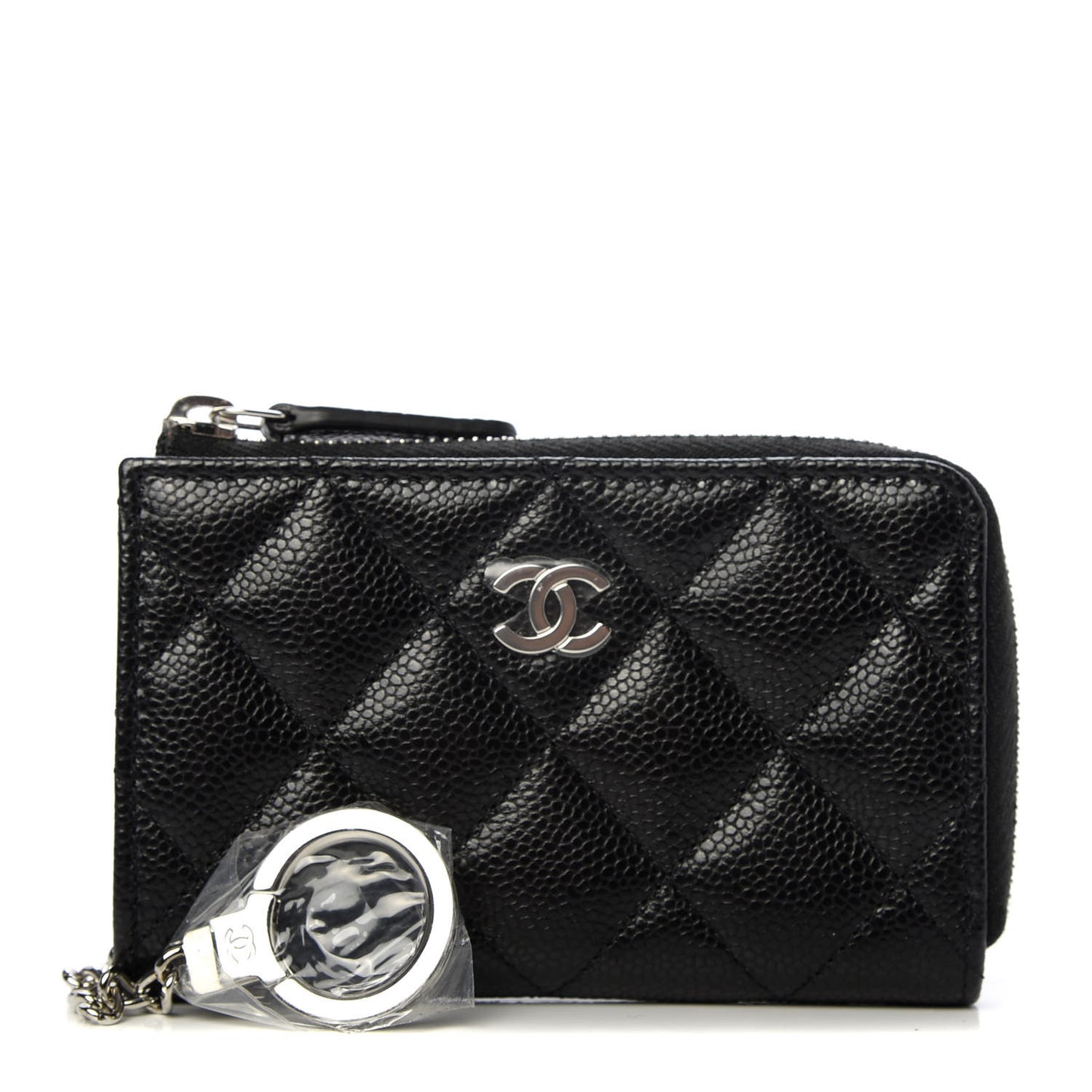 Caviar Quilted Key Holder Case Black