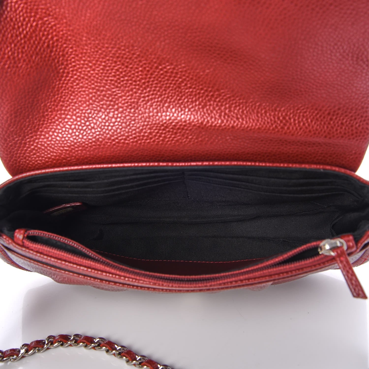 Chanel Caviar Half Moon Wallet On Chain WOC Dark Red 5 of 10