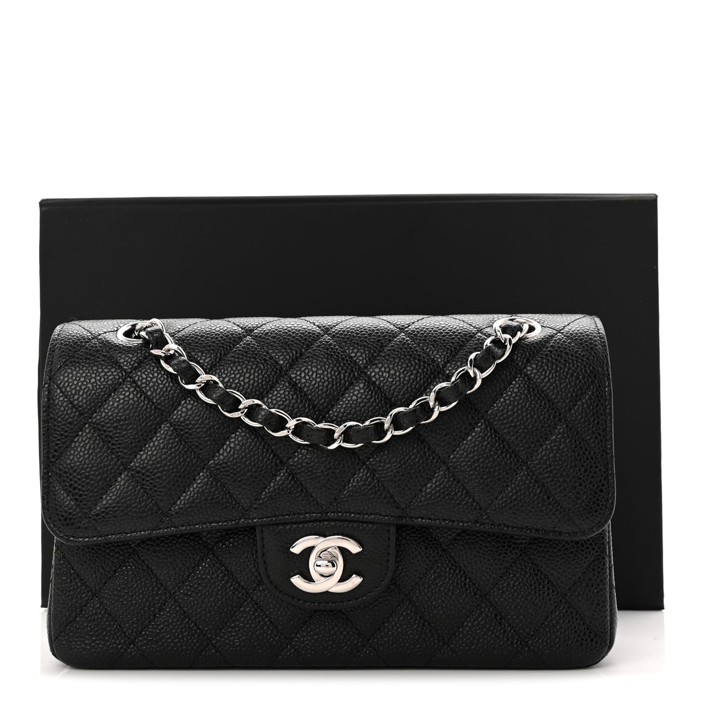 Caviar Quilted Small Double Flap Black