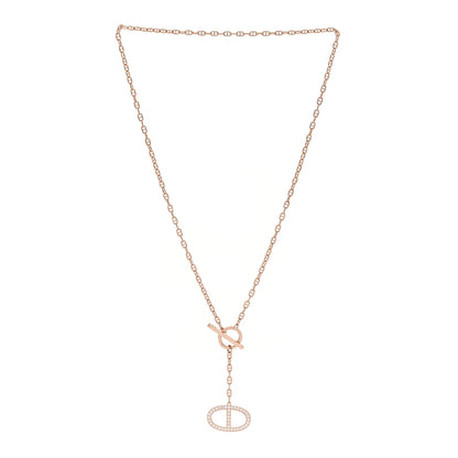 Hermes 18K Rose Gold Diamond GM Chaine D'Ancre Contour Pendant Necklace SH 3 of 5