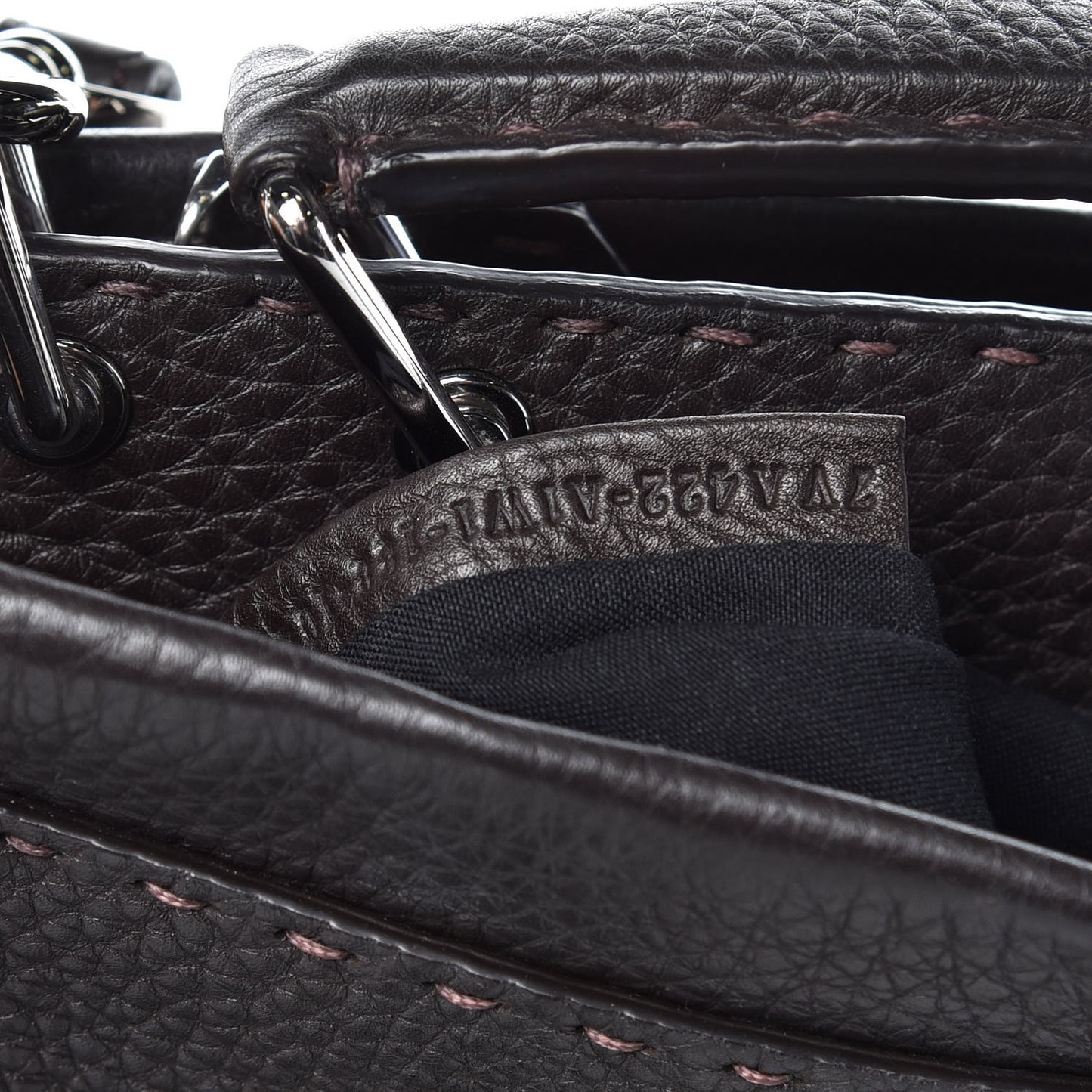 Calfskin Romano Selleria Mini Peekaboo Iconic Fit Satchel Brown