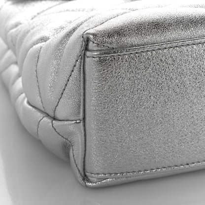 Saint Laurent Metallic Lambskin Quilted Sade Puffer Envelope Clutch Argento 8 of 11