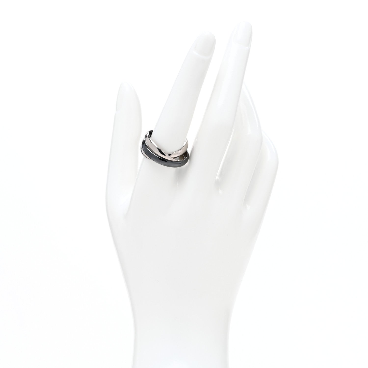 Cartier 18K White Gold Black Ceramic Trinity Ring 62 10 2 of 4