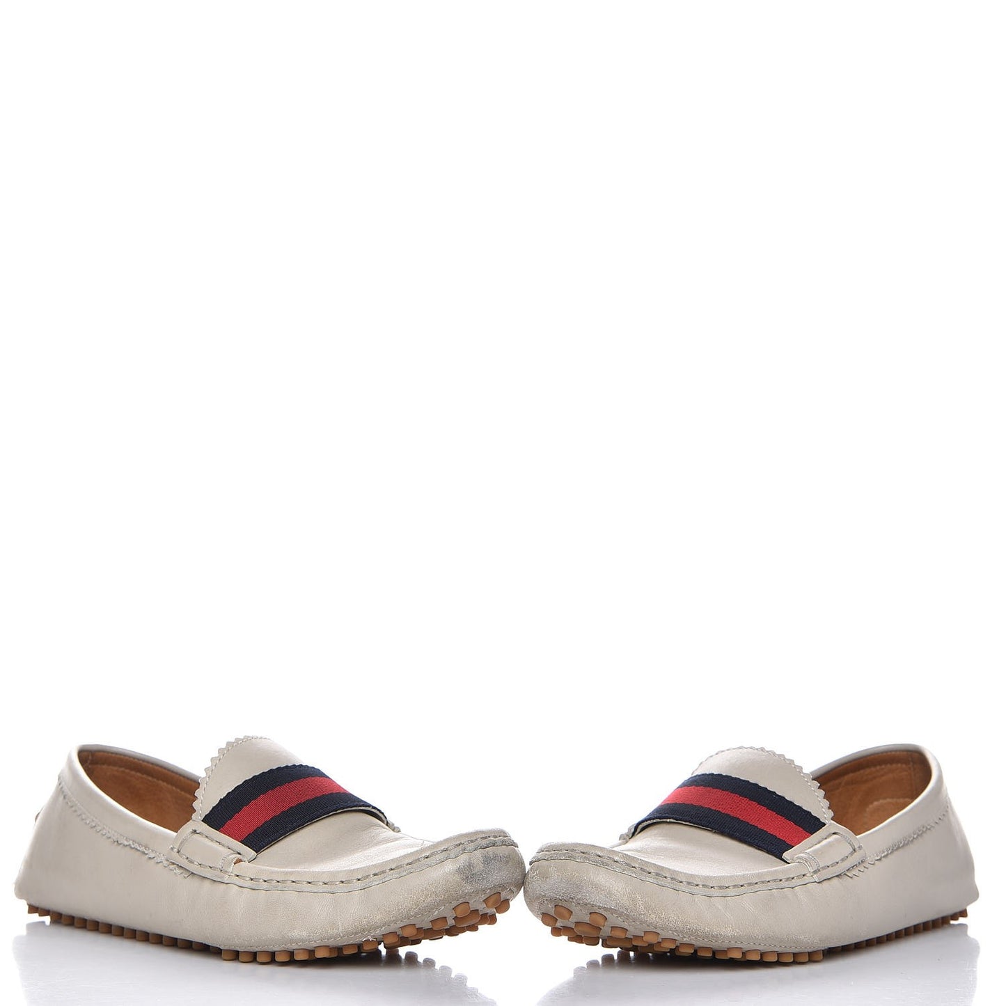Calfskin Web Driver Loafers 38.5 Mystic White