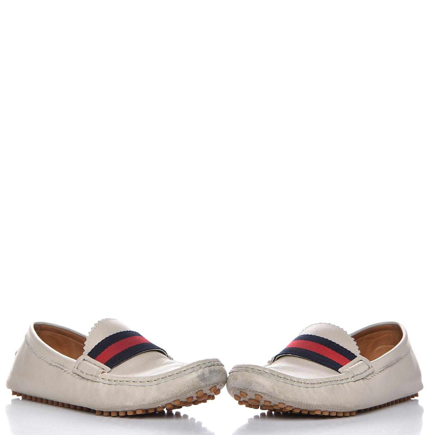 Gucci Calfskin Web Driver Loafers 38.5 Mystic White 6 of 18