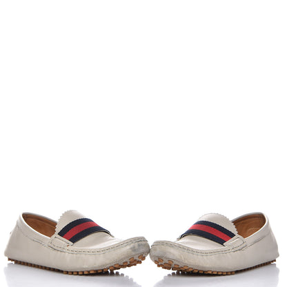 Gucci Calfskin Web Driver Loafers 38.5 Mystic White 6 of 18