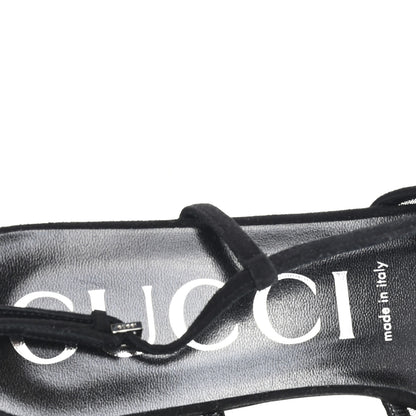 Gucci Tela Retino Kid Scamosciato Crystal GG Monogram Square Demi Ballet Flats 40 Black 8 of 8