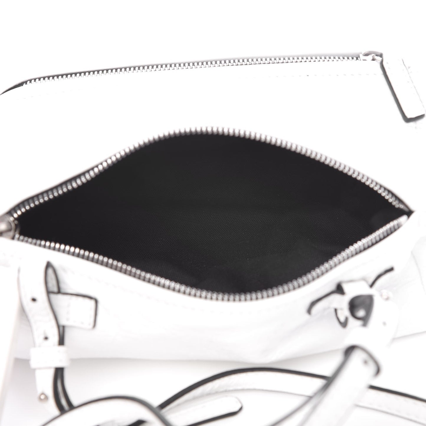 Crinkled Patent Deerskin Mini Pandora White