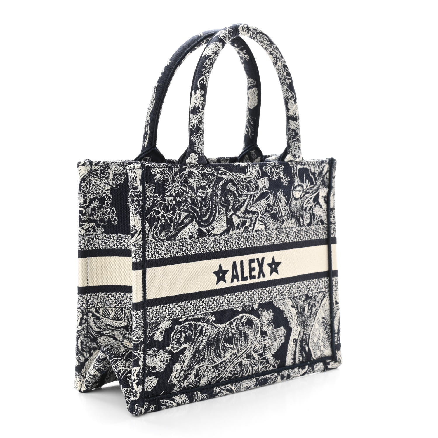 Christian Dior Canvas Embroidered Small Dioriviera Toile De Jouy Book Tote Blue 2 of 11