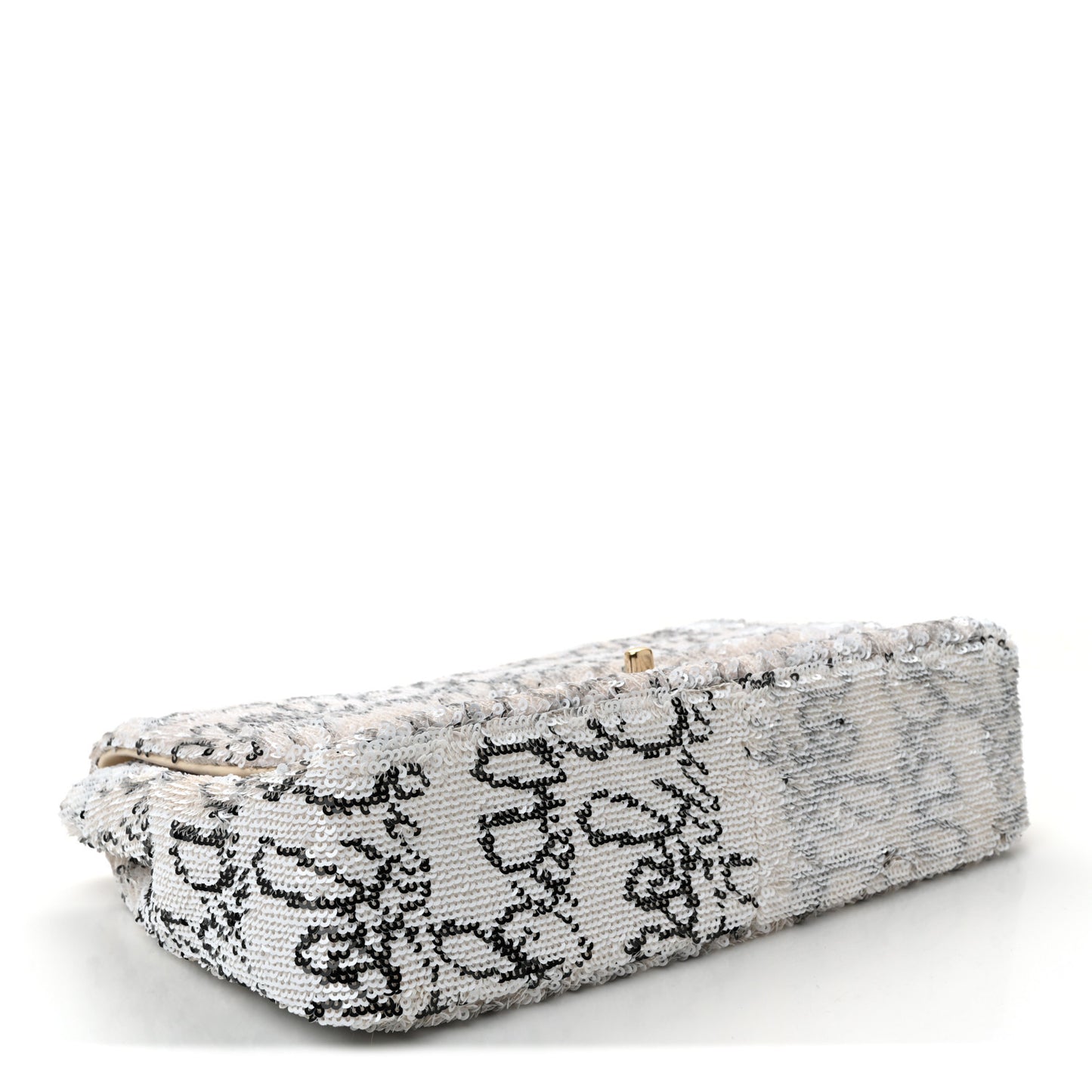 Sequin Logo Medium Flap White Black