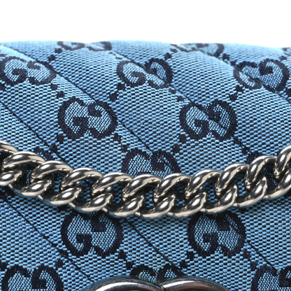 Gucci Monogram Multicolor Matelasse Diagonal Small GG Marmont Shoulder Bag Light Blue 7 of 11