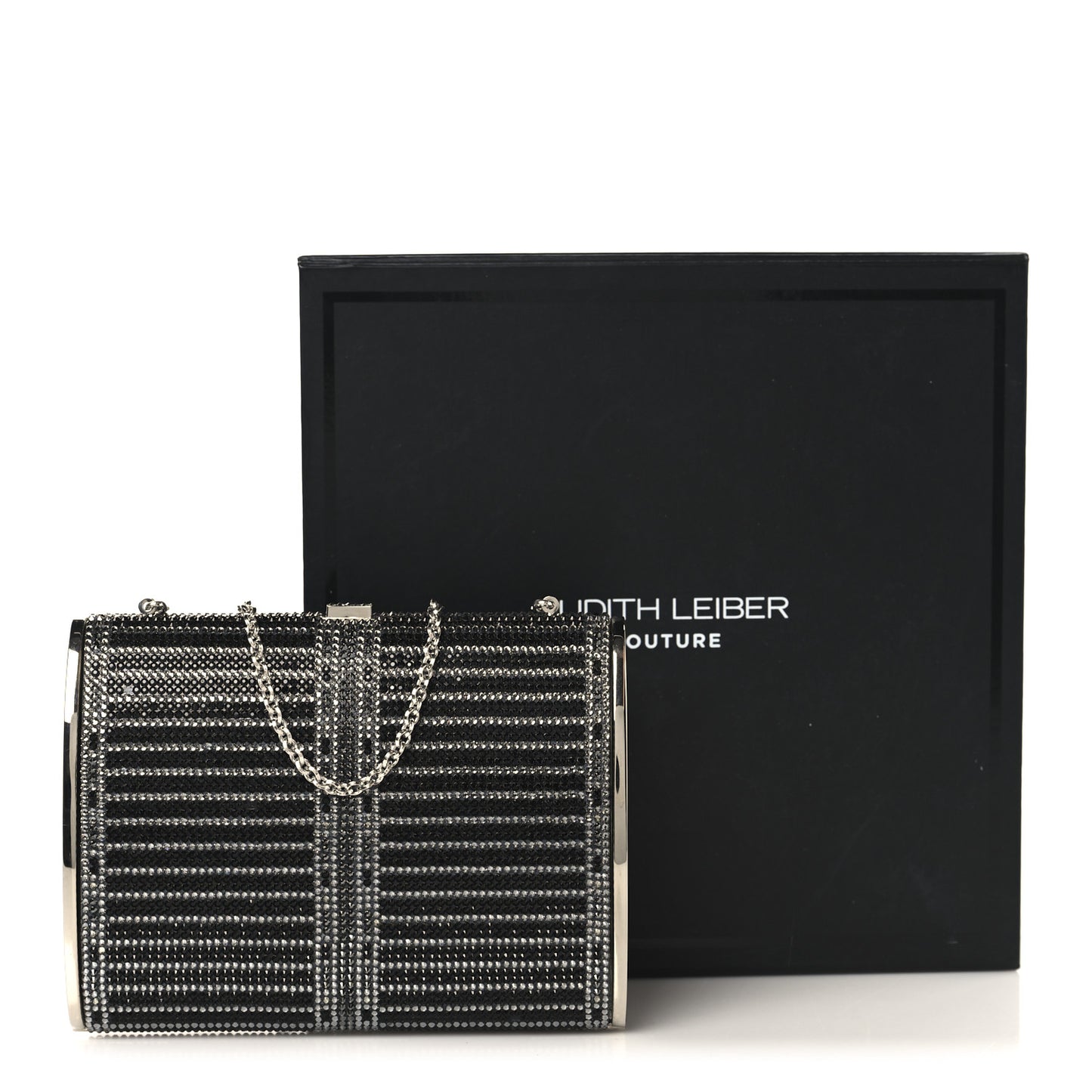 Swarovski Crystal Minaudiere Clutch Black Silver