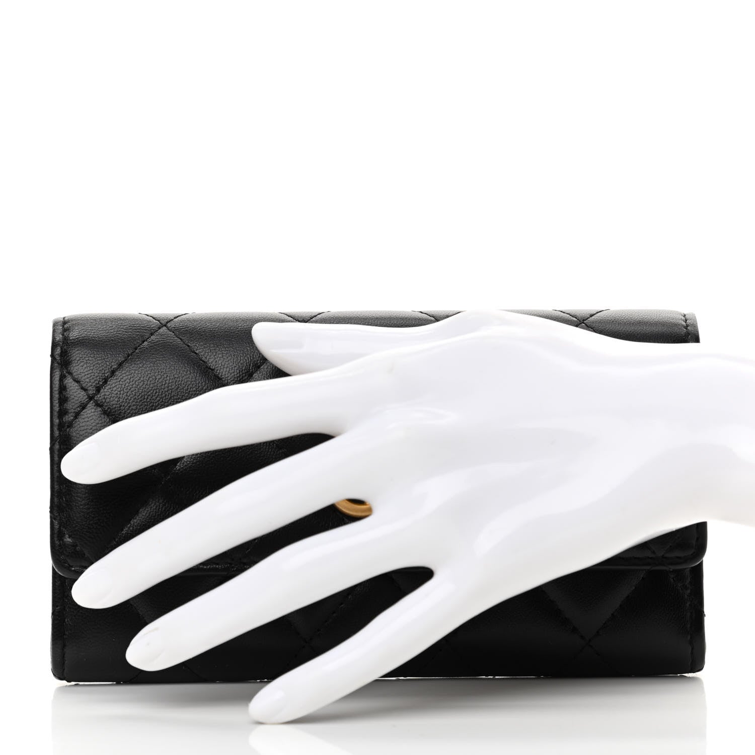 Chanel Lambskin Quilted Medium Flap Wallet Black 2 of 9
