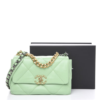 Chanel Goatskin Quilted Medium 19 Flap Light Green 10 of 10