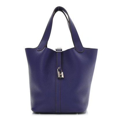 Hermes Taurillon Clemence Picotin Lock 22 MM Iris 1 of 10