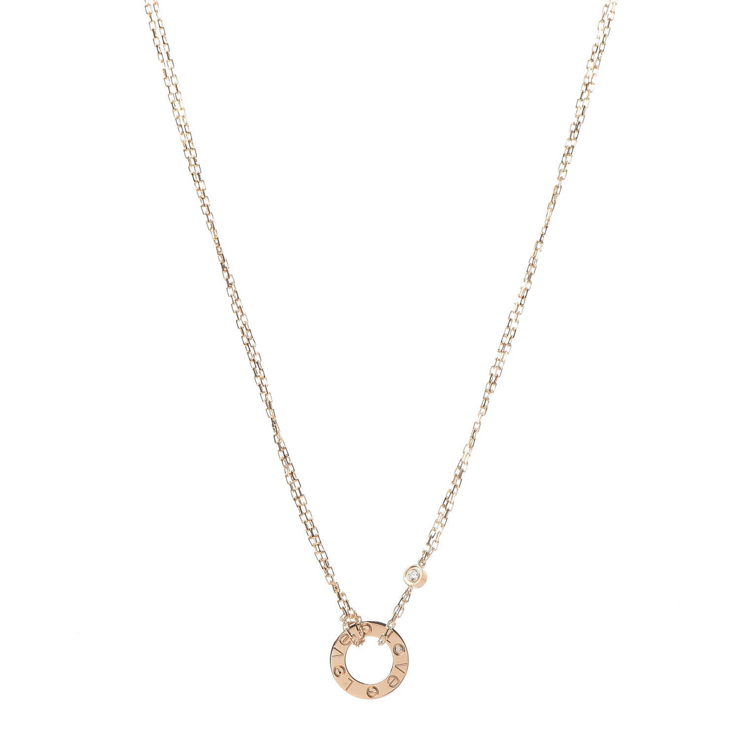 18K Yellow Gold 2 Diamond LOVE Necklace
