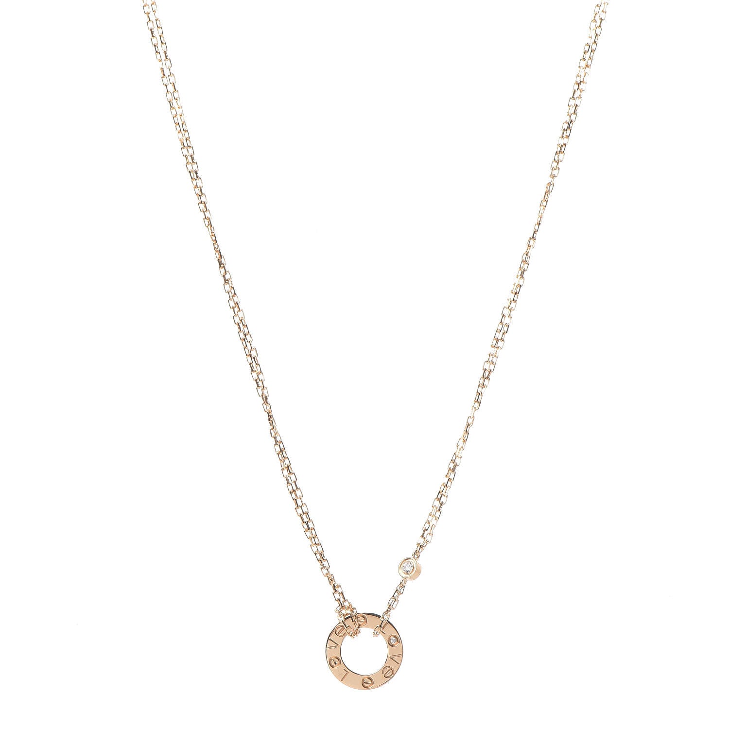 Cartier 18K Yellow Gold 2 Diamond LOVE Necklace 1 of 7