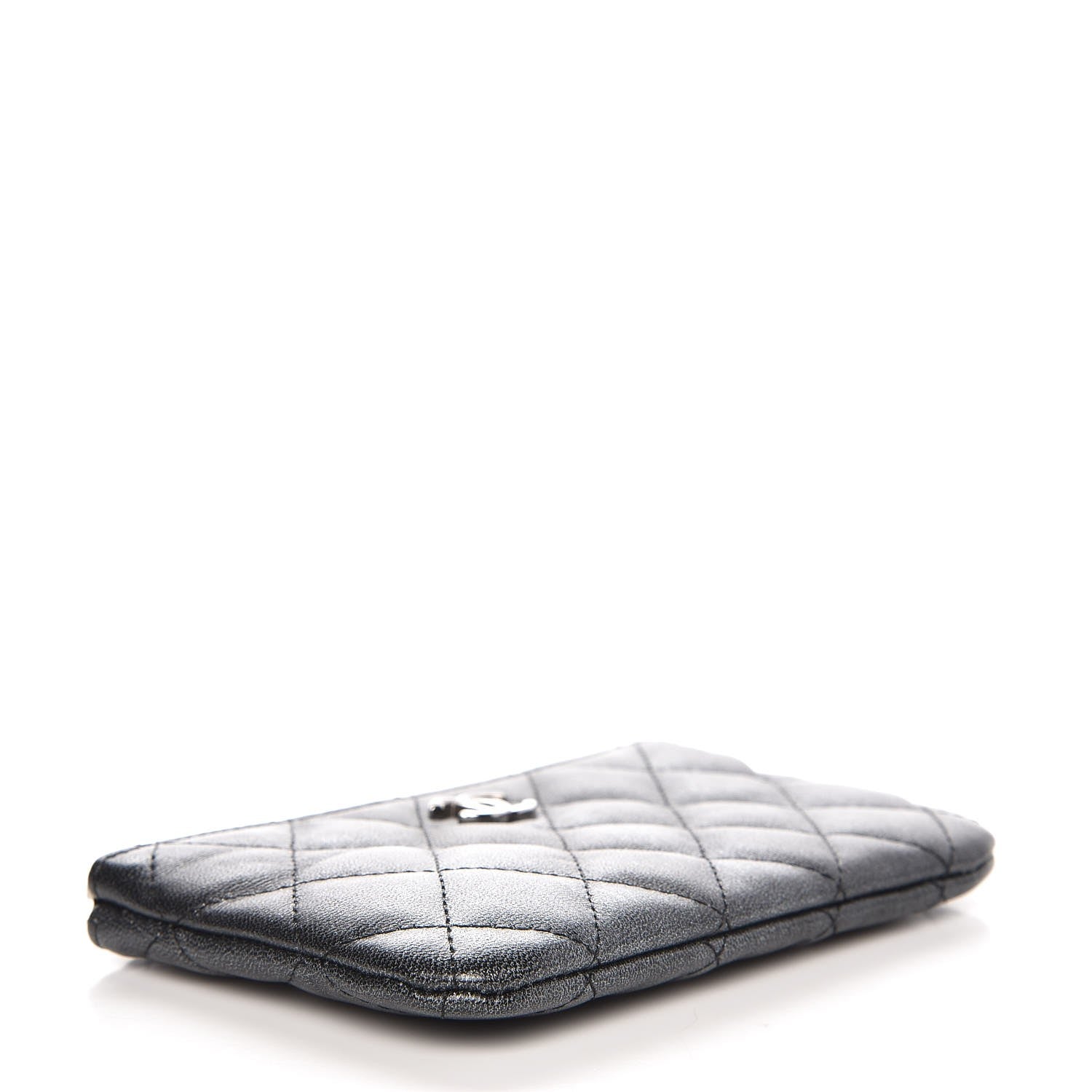 Chanel Metallic Goatskin Quilted Small Cosmetic Case Dark Grey 4 of 8