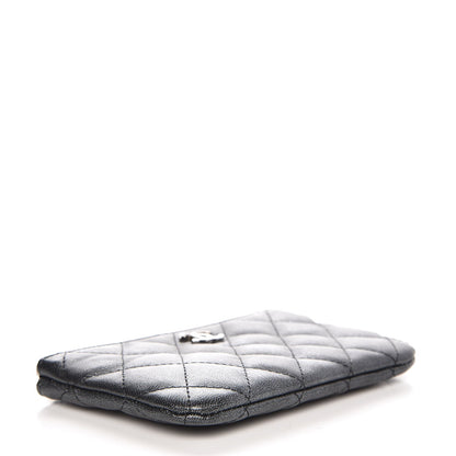 Chanel Metallic Goatskin Quilted Small Cosmetic Case Dark Grey 4 of 8