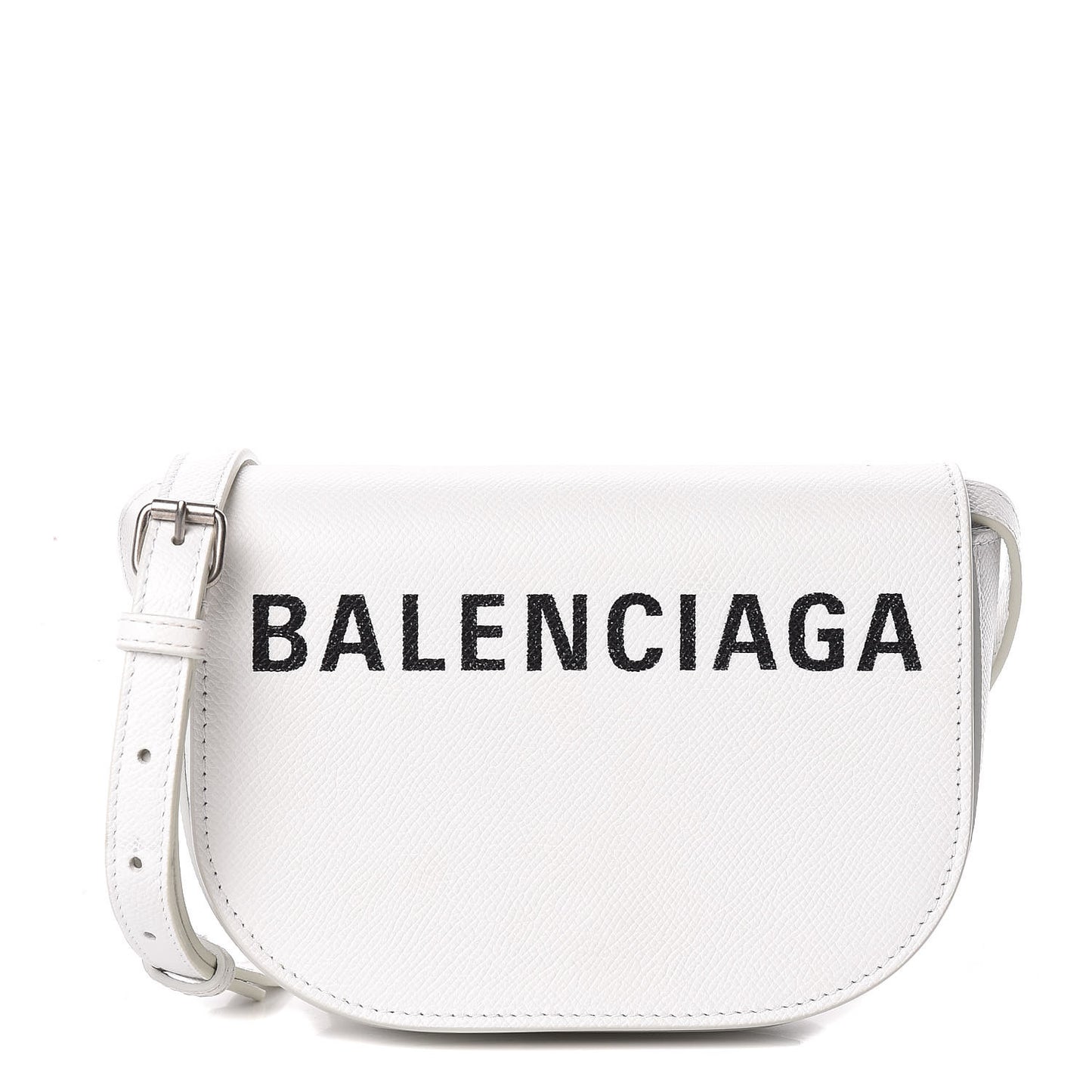 Grained Calfskin Logo Print Ville Day Bag XS White