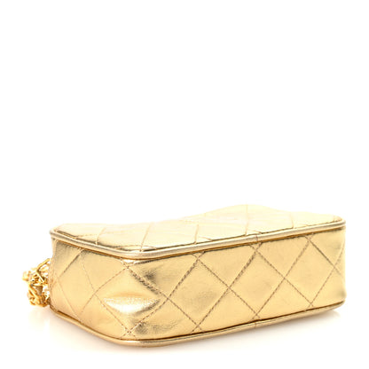 Chanel Metallic Lambskin Quilted Camera Case Gold 4 of 12