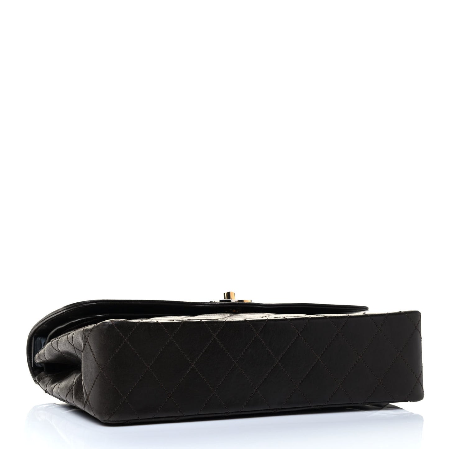 Lambskin Quilted Medium Double Flap Dark Brown