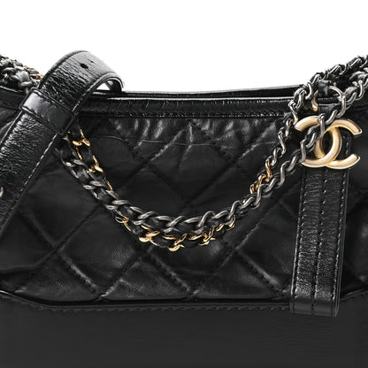 Chanel Aged Calfskin Quilted Small Gabrielle Hobo Black 8 of 10