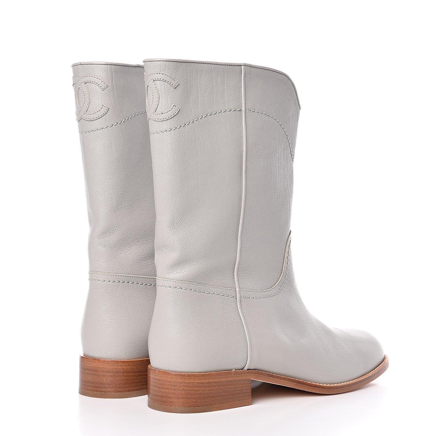Chanel Calfskin Ascot CC Boots 41 Gray 4 of 11
