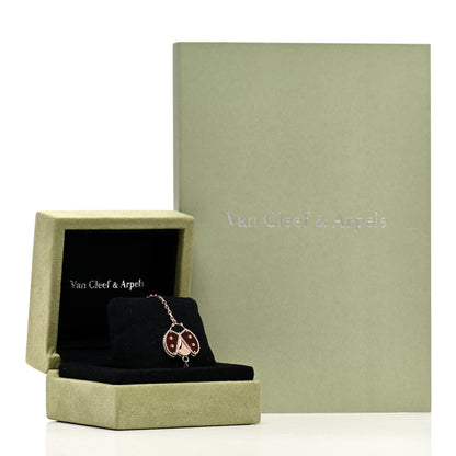 Van Cleef & Arpels 18K Rose Gold Carnelian Onyx Lucky Spring Open Wing Lady Bug Bracelet 5 of 5